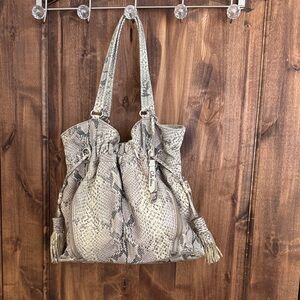 Cole Haan Beige Snake Print Shoulder Bag